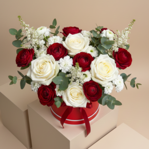 Pink & White Rose Birtday Flower Box