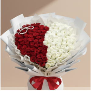 Premium Red and White Roses